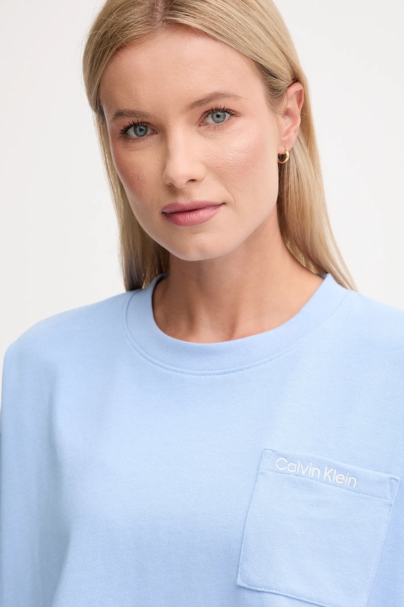 Calvin Klein Underwear Μπλούζα lounge γυναικεία βαμβακερή μπλε LV00QS7516