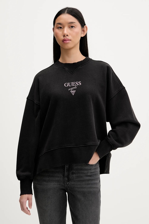 Памучен суичър Guess Originals памук черен W5BQ26.KCPR1