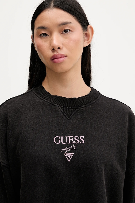 Памучен суичър Guess Originals черен W5BQ26.KCPR1