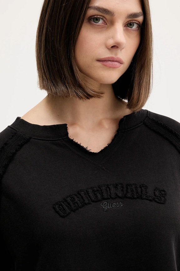 Памучен суичър Guess Originals черен W5BQ27.KCPR1