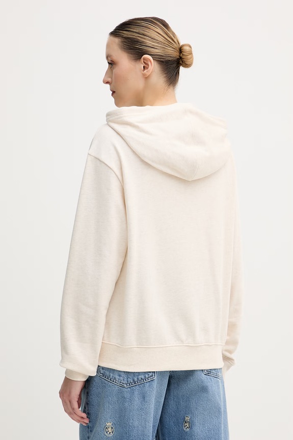 Ρούχα Tommy Hilfiger Μπλούζα με κουκούλα και κουμπιά γυναικεία με βαμβάκι UW0UW06093 μπεζ