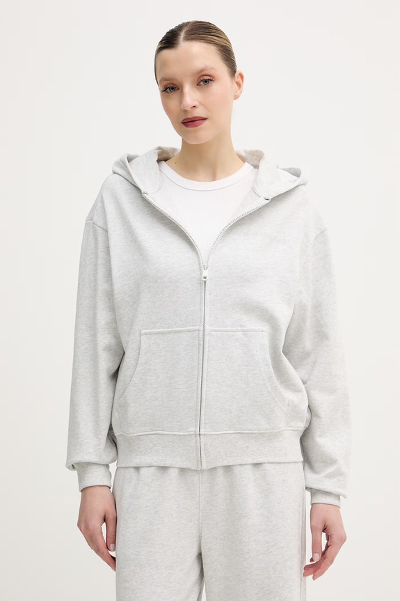 Tommy Hilfiger μπλούζα με κουκούλα και κουμπιά γυναικεία με βαμβάκι γκρί UW0UW06093