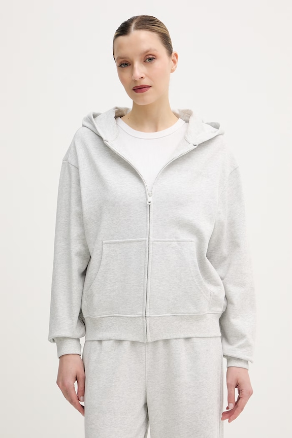 Tommy Hilfiger μπλούζα με κουκούλα και κουμπιά γυναικεία με βαμβάκι γκρί UW0UW06093