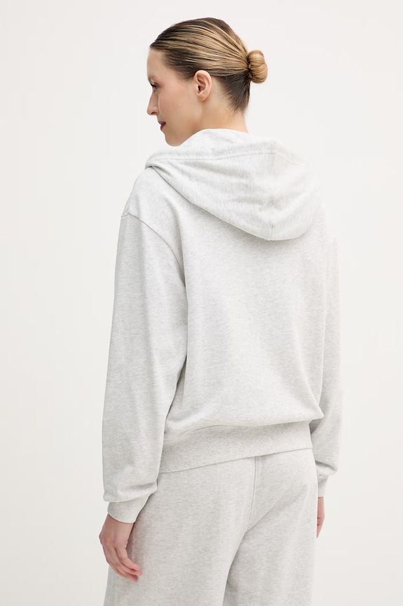 Ρούχα Tommy Hilfiger μπλούζα με κουκούλα και κουμπιά γυναικεία με βαμβάκι UW0UW06093 γκρί