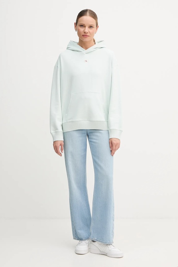 Calvin Klein Jeans hanorac de bumbac LV047D232G turcoaz AW25