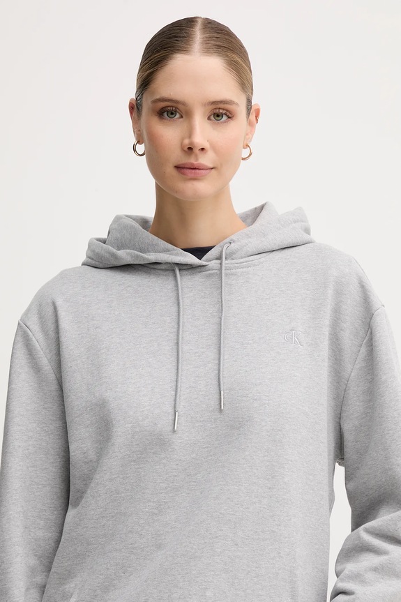 Calvin Klein Jeans bluza z kapturem damska bawełniana szary LV047C224G
