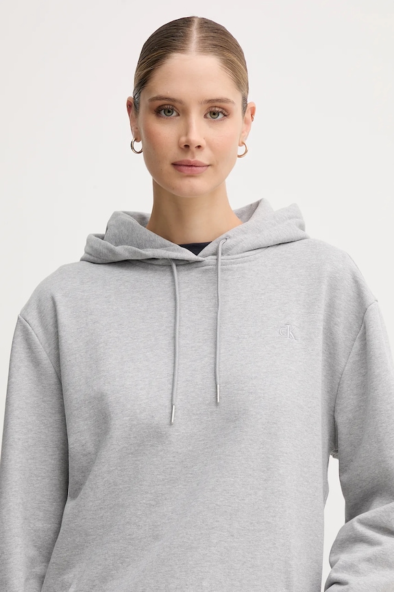 Calvin Klein Jeans bluza z kapturem damska bawełniana szary LV047C224G