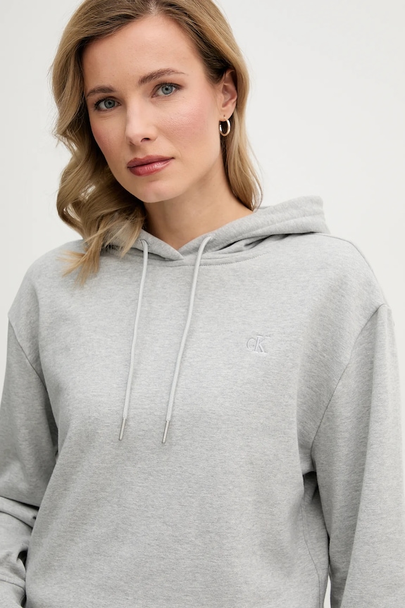 Calvin Klein Jeans bluza z kapturem damska bawełniana szary LV047C224G