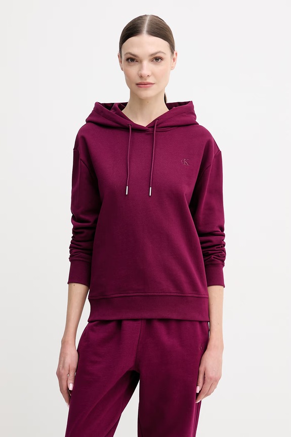 Calvin Klein Jeans mikina s kapucňou dámska bavlnená fialová LV047C224G
