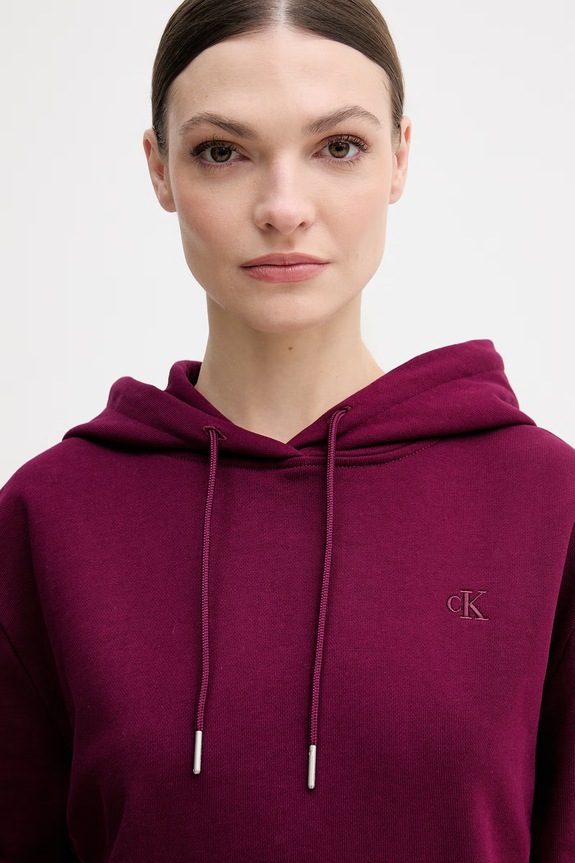 Calvin Klein Jeans mikina s kapucňou dámska bavlnená fialová LV047C224G