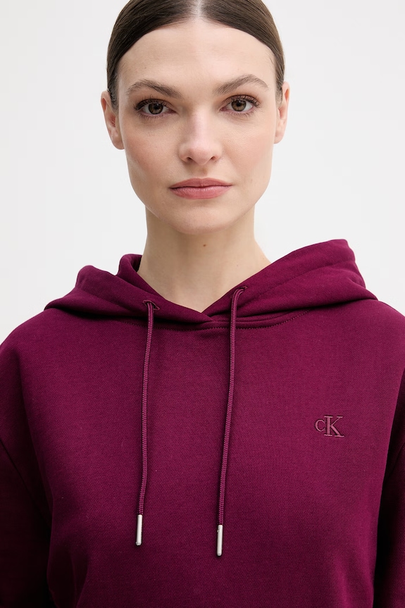 Calvin Klein Jeans mikina s kapucňou dámska bavlnená fialová LV047C224G