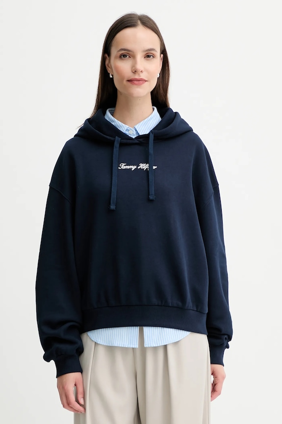 Μπλούζα Tommy Hilfiger με κουκούλα σκούρο μπλε WW0WW47459
