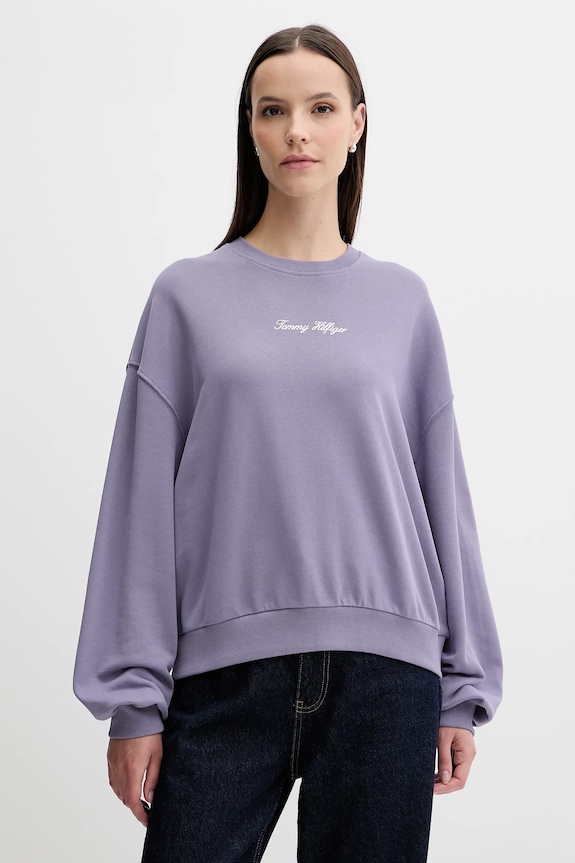 Tommy Hilfiger felpa in cotone applique violetto WW0WW48269