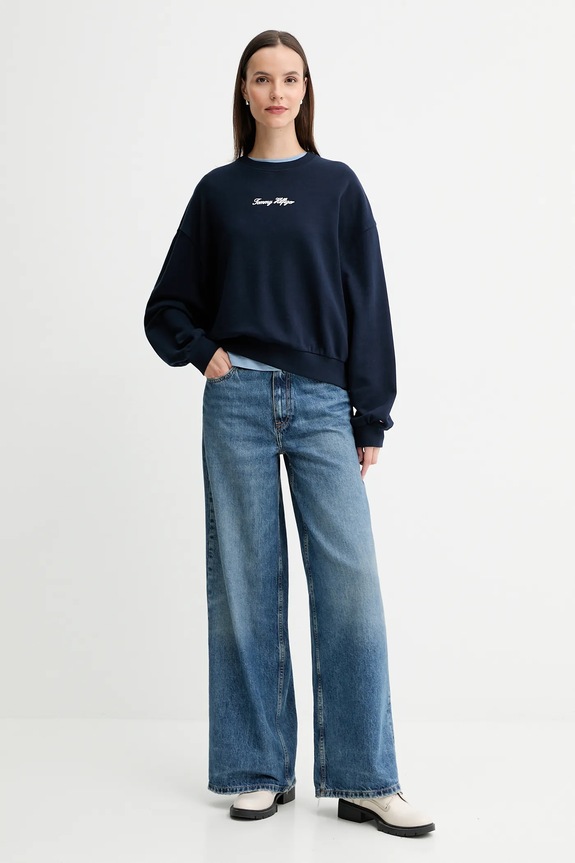 Tommy Hilfiger felpa in cotone WW0WW48269 blu navy AW25