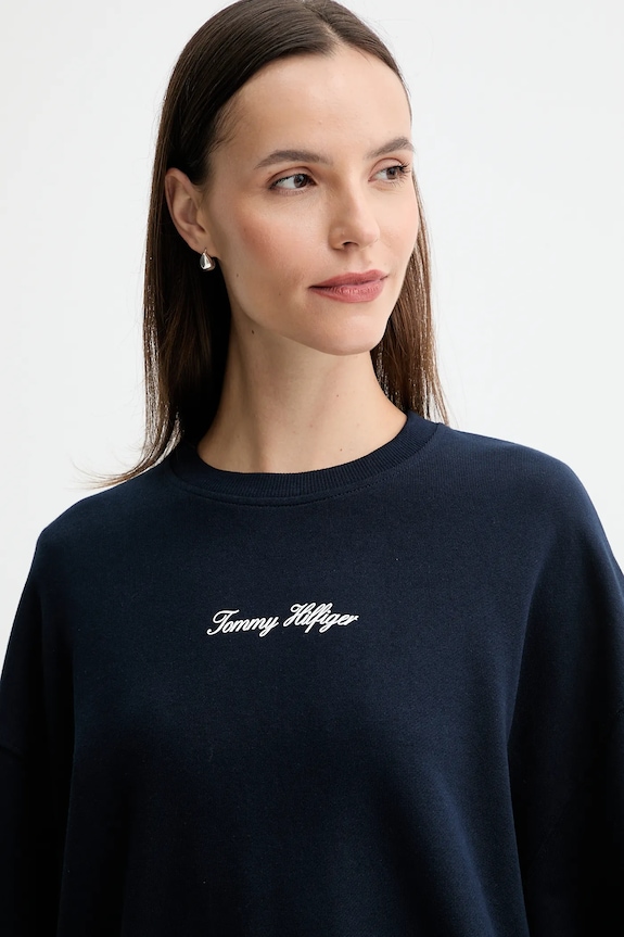 Βαμβακερή μπλούζα Tommy Hilfiger σκούρο μπλε WW0WW48269