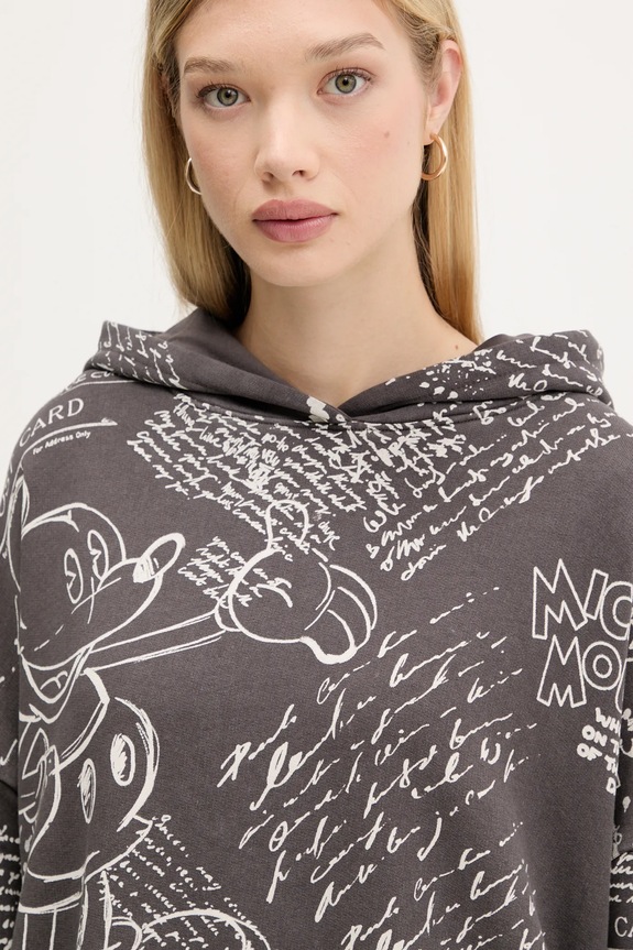 Bombažen pulover Desigual LETTERS MICKEY siva 25WWSK03