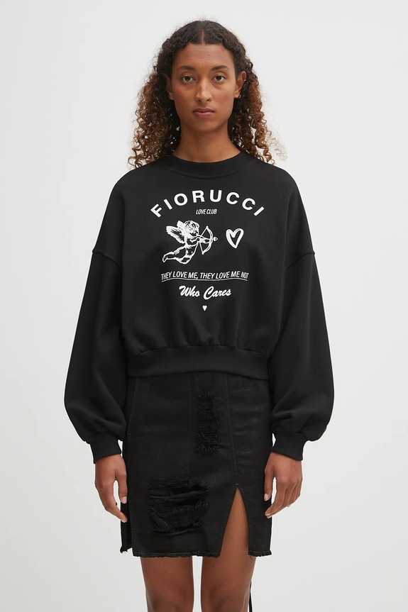 Fiorucci felpa in cotone Cupid Love Club Print Cropped sovrastampa nero W02FPSCR269CJ05BK01