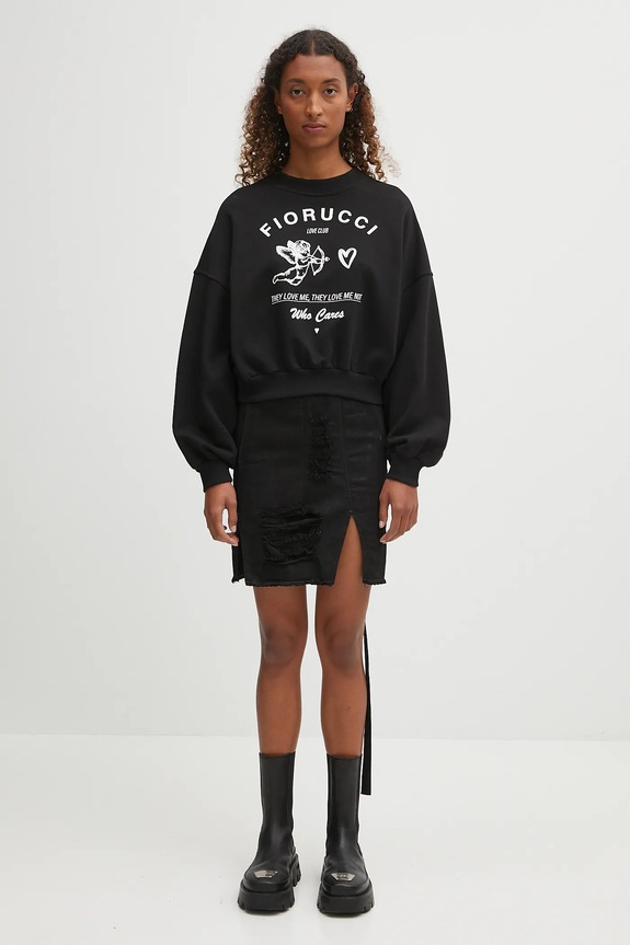 Fiorucci felpa in cotone Cupid Love Club Print Cropped W02FPSCR269CJ05BK01 nero