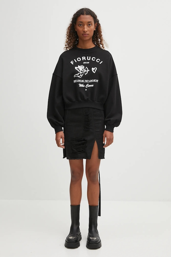 Fiorucci felpa in cotone Cupid Love Club Print Cropped W02FPSCR269CJ05BK01 nero