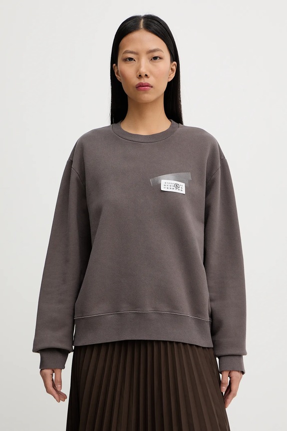 Bavlněná mikina MM6 Maison Margiela bez kapuce šedá S62GU0143.M25024.810