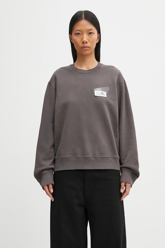Pamučna dukserica MM6 Maison Margiela natpis siva S62GU0143.M25024.810