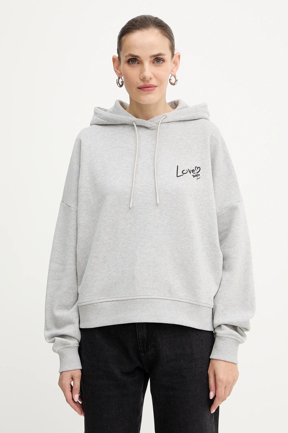 BOSS Orange bluza bawełniana C_Ehoody1 z kapturem szary 50551429