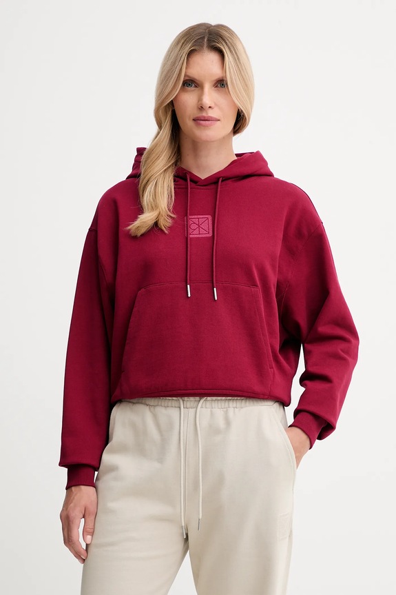 Μπλούζα Calvin Klein με κουκούλα μπορντό LV044D204G