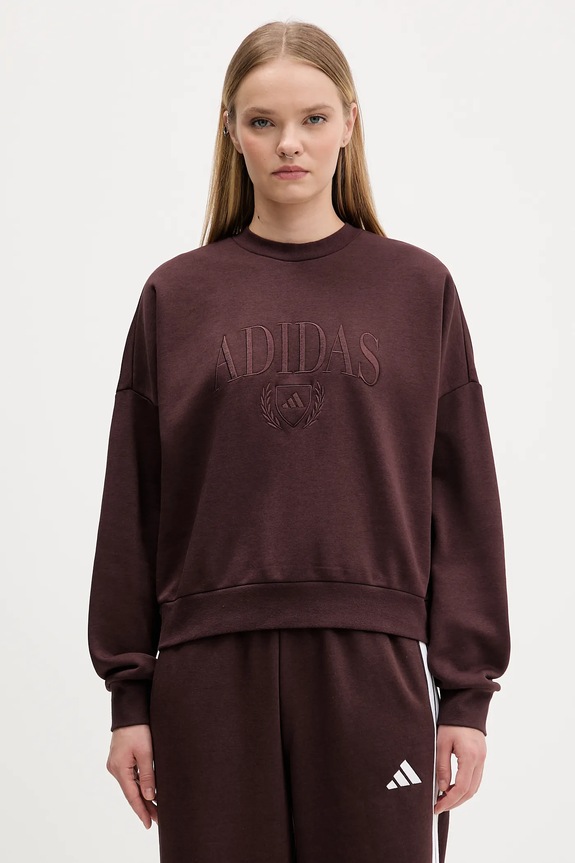 Dukserica adidas Cozy bez kapuljače smeđa JM1794