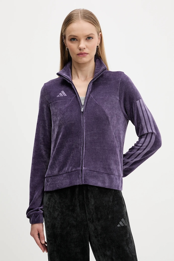Βελούδινη μπλούζα adidas Tiro χωρίς κουκούλα μωβ JM1816