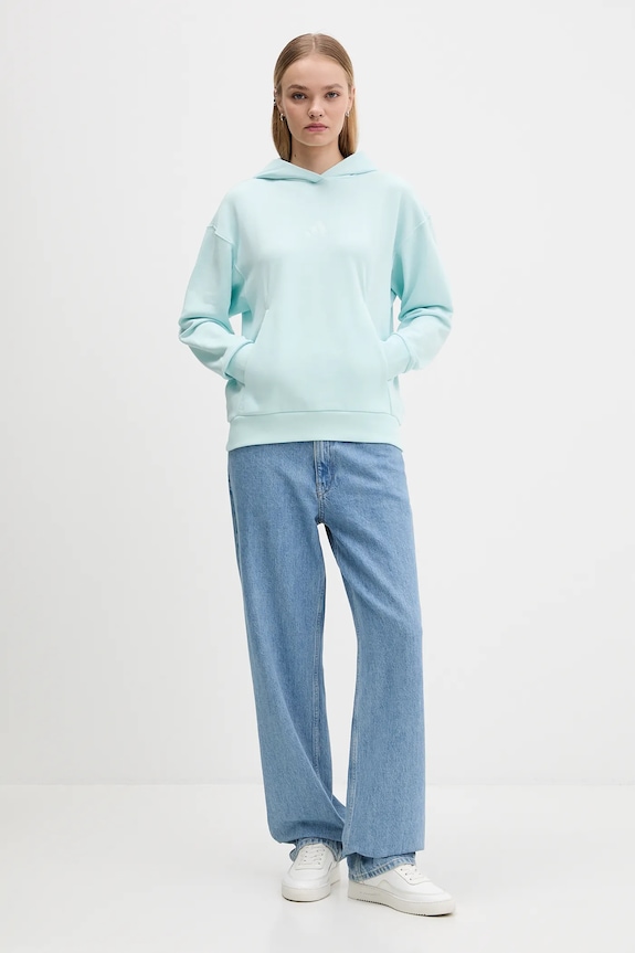 Pamučna dukserica adidas All Szn French Terry JV7347 tirkizna AW25