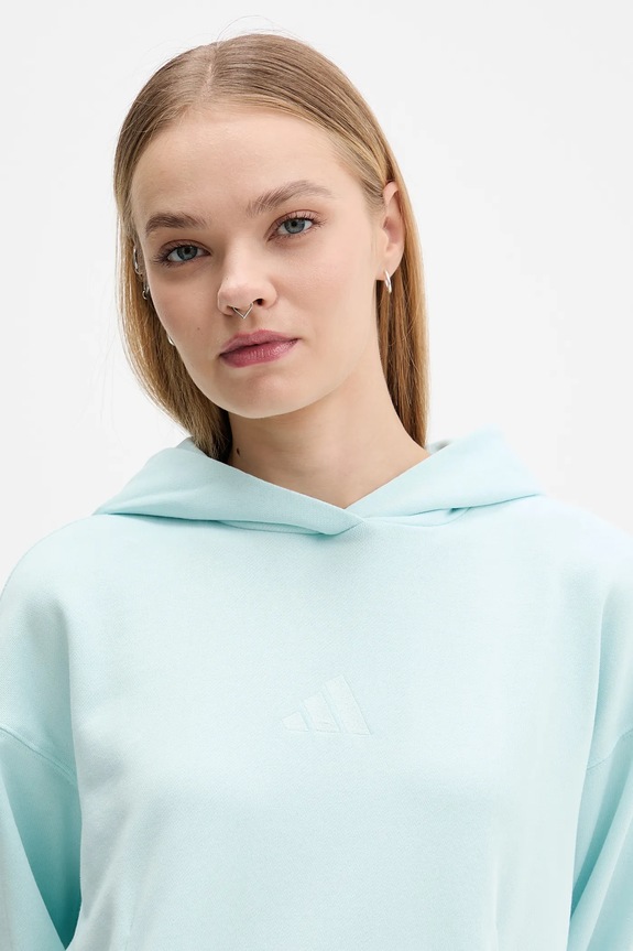 Pamučna dukserica adidas All Szn French Terry tirkizna JV7347