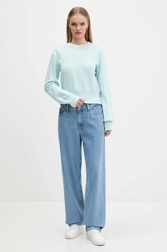 Βαμβακερή μπλούζα adidas All Szn French Terry JV9820 τιρκουάζ AW25