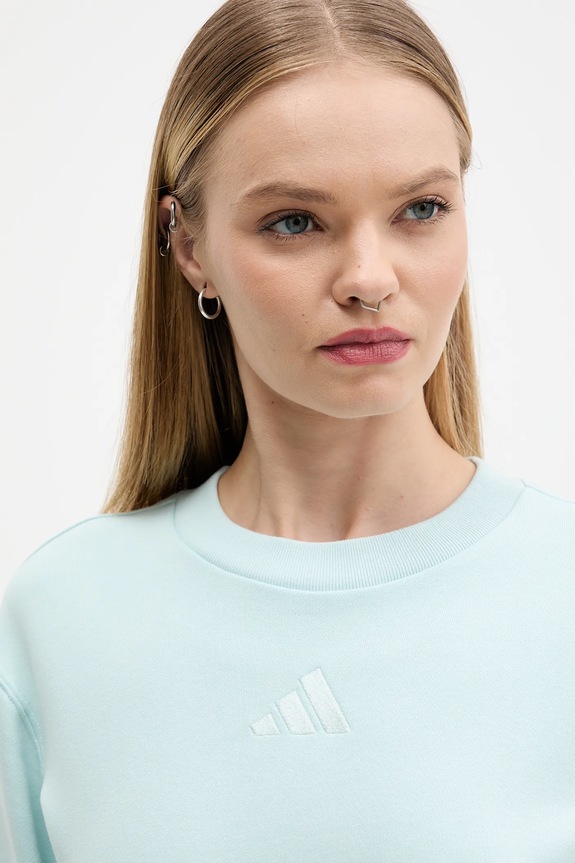 Pamučna dukserica adidas All Szn French Terry tirkizna JV9820