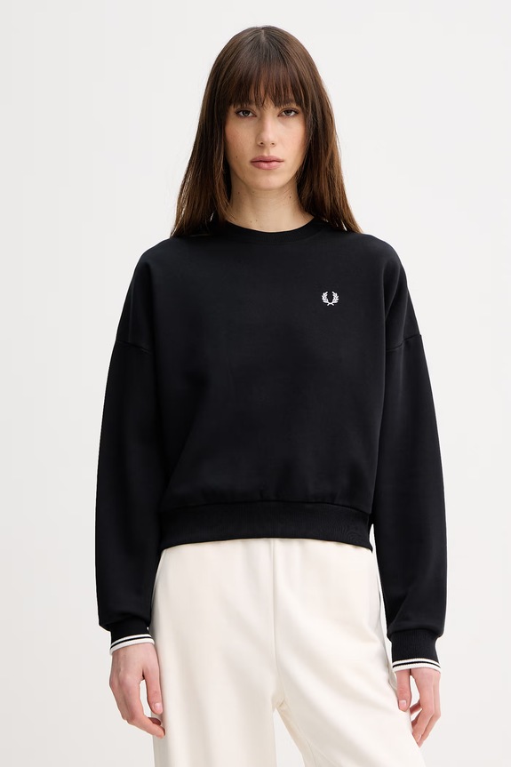 Fred Perry hanorac de damă din bumbac imprimeu negru G1148