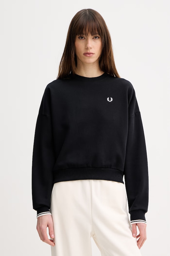 Fred Perry hanorac de damă din bumbac imprimeu negru G1148