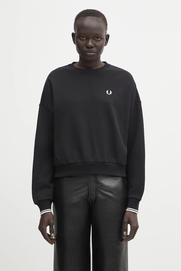 Fred Perry кофта из хлопка для женщин хлопок чёрный G1148