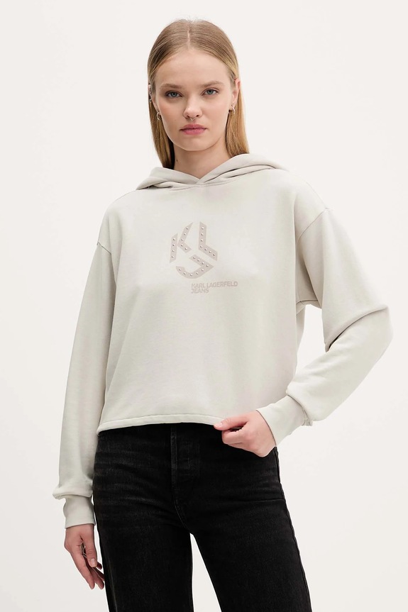 Karl Lagerfeld Jeans bluza bawełniana nadruk beżowy A4W20004