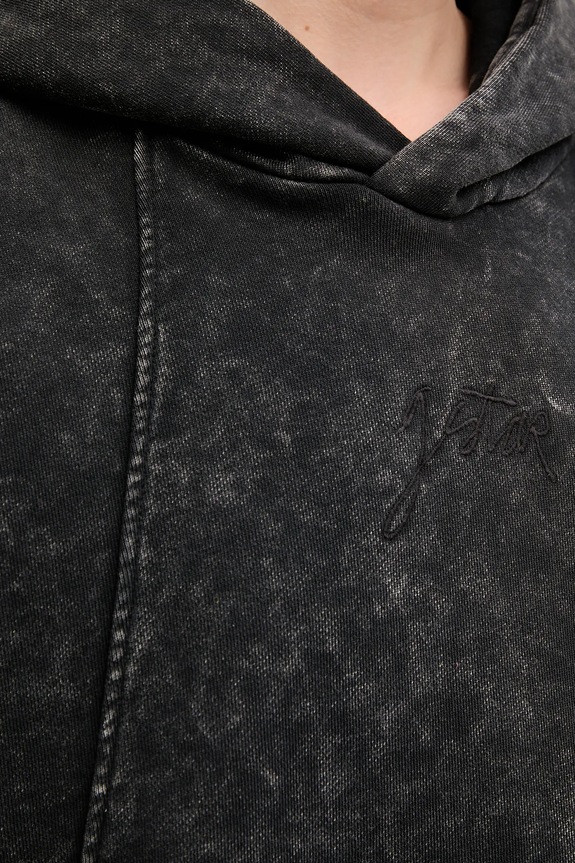 Bavlnená mikina G-Star Washed a line script D27726.D969 čierna