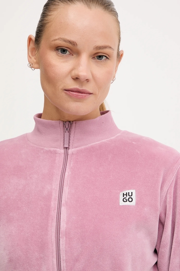 HUGO bluza VELVET zip jacket różowy 50549796