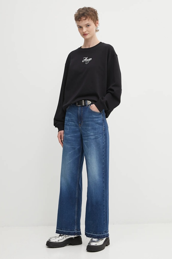 HUGO bluza bawełniana Deroxina_6 50550149 czarny AW25