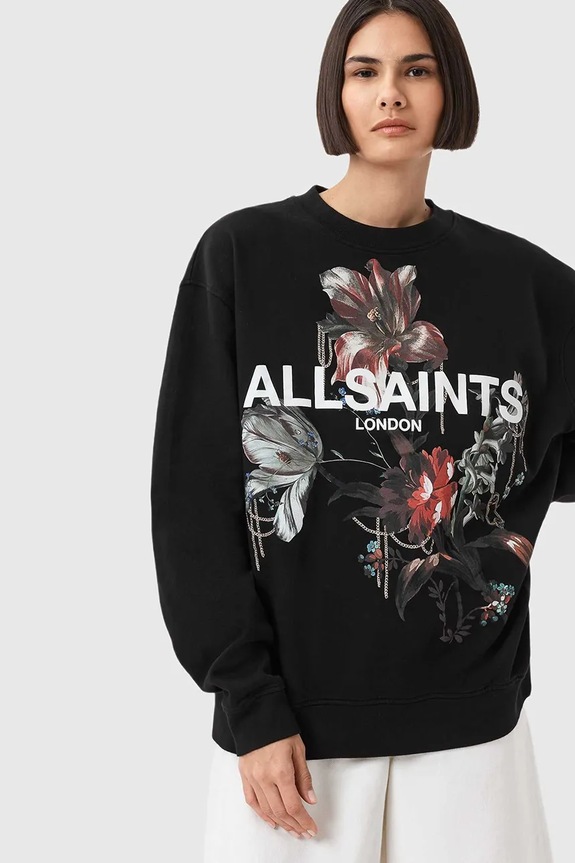 Ruházat AllSaints pamut melegítőfelső ANIA W144JD fekete