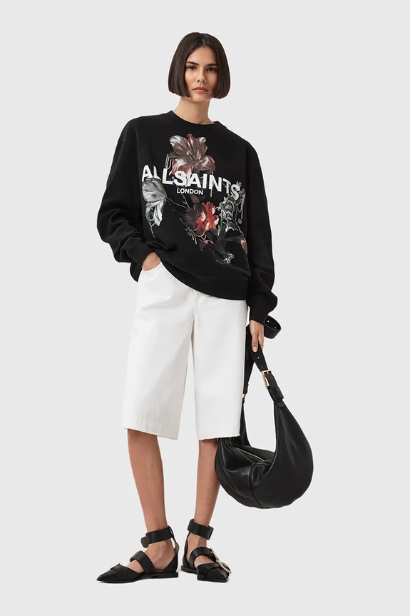 AllSaints pamut melegítőfelső ANIA W144JD fekete