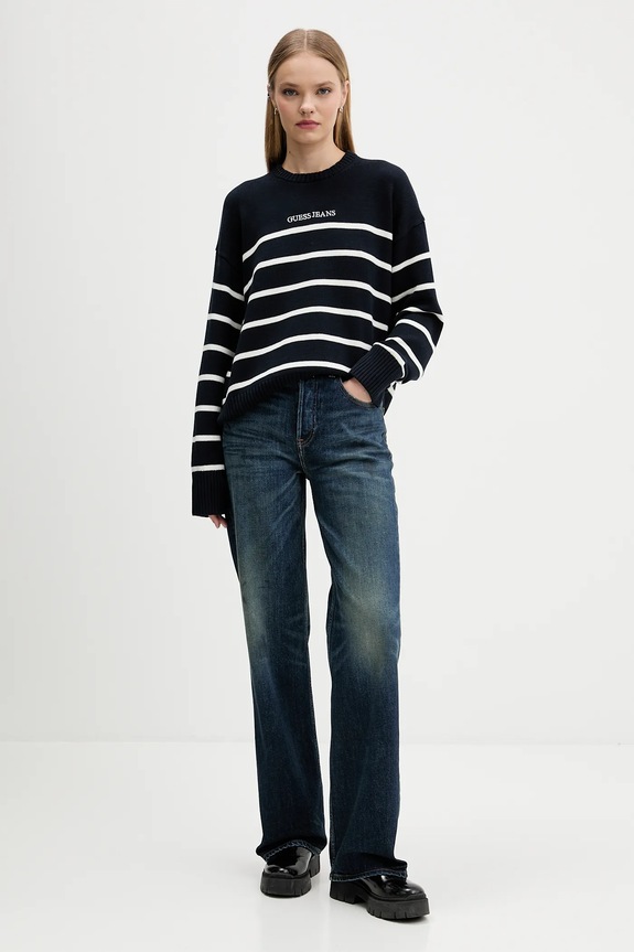 Bavlněný svetr Guess Jeans W5BR03.Z3HM1 námořnická modř AW25