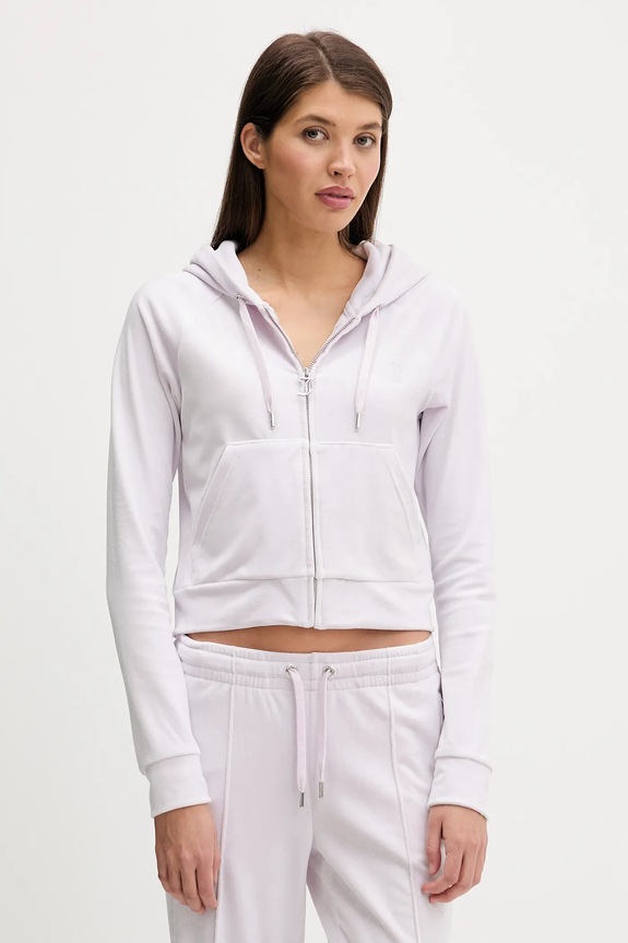 Juicy Couture bluza welurowa z elastanem fioletowy JCWAS225306