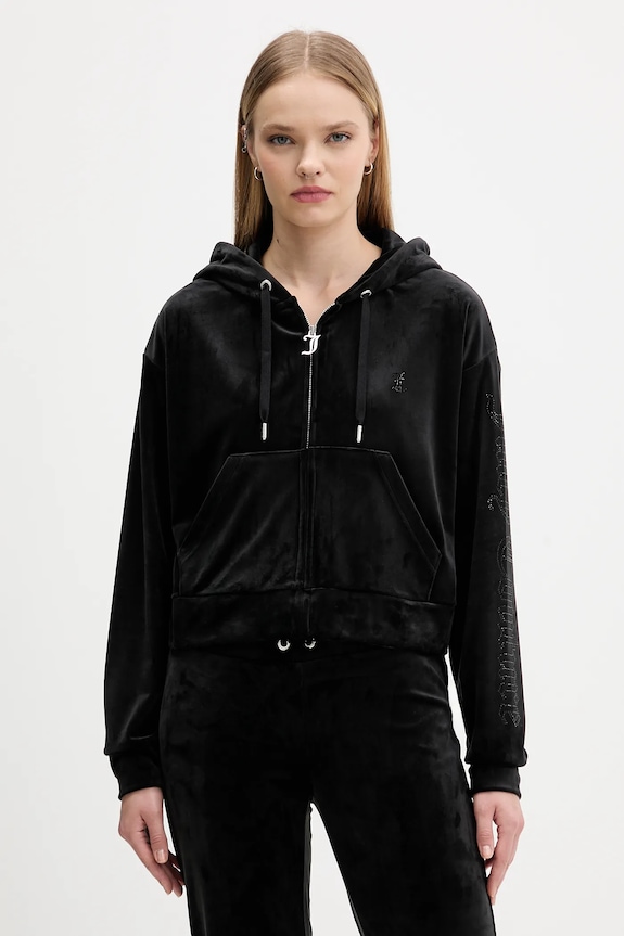 Βελούδινη μπλούζα Juicy Couture με ελαστάν μαύρο JCWAS225310