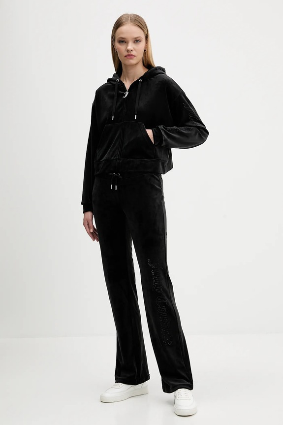 Βελούδινη μπλούζα Juicy Couture JCWAS225310 μαύρο SS26