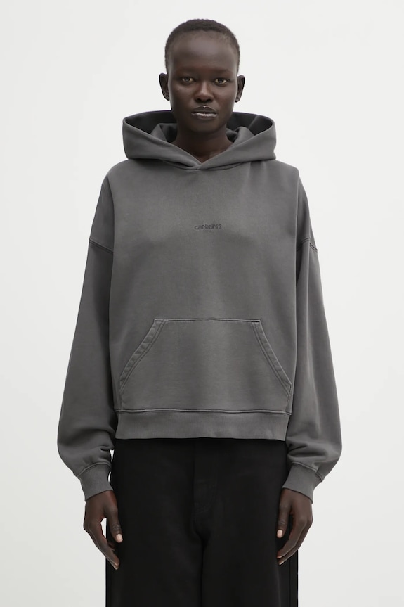 Carhartt WIP hanorac de bumbac W' Hooded Benton Sweat cu gluga gri I034512.87GD