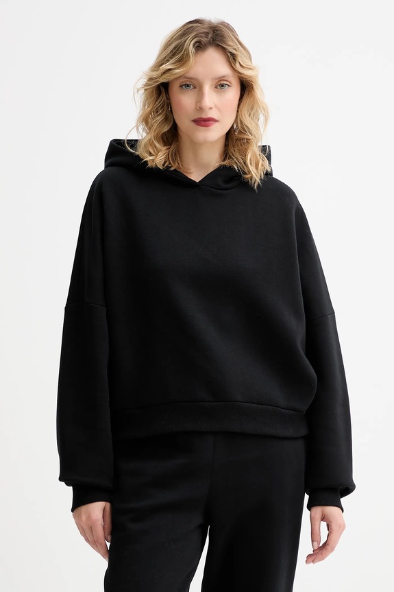 MUUV. bluză MUUV. x Answear melanj negru BLUZA.Z.KAPTUREM.RAIZ
