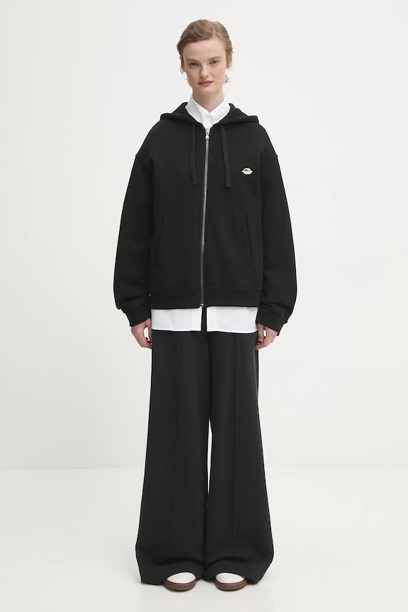 Βαμβακερή μπλούζα Fiorucci Angel Patch Regular Fit Zip Up W02FPSZI397CJ05BK01 μαύρο