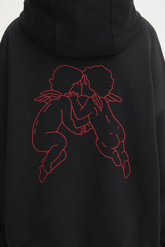 Bavlnená mikina Fiorucci Kissing Angels Love Print Relaxed W25FWSHO002CJ05BK01 čierna